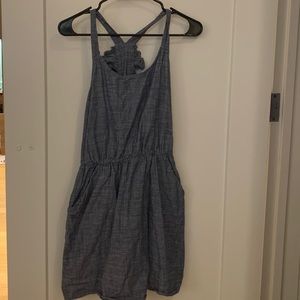 Boutique Chambray Back Ruffle Dress